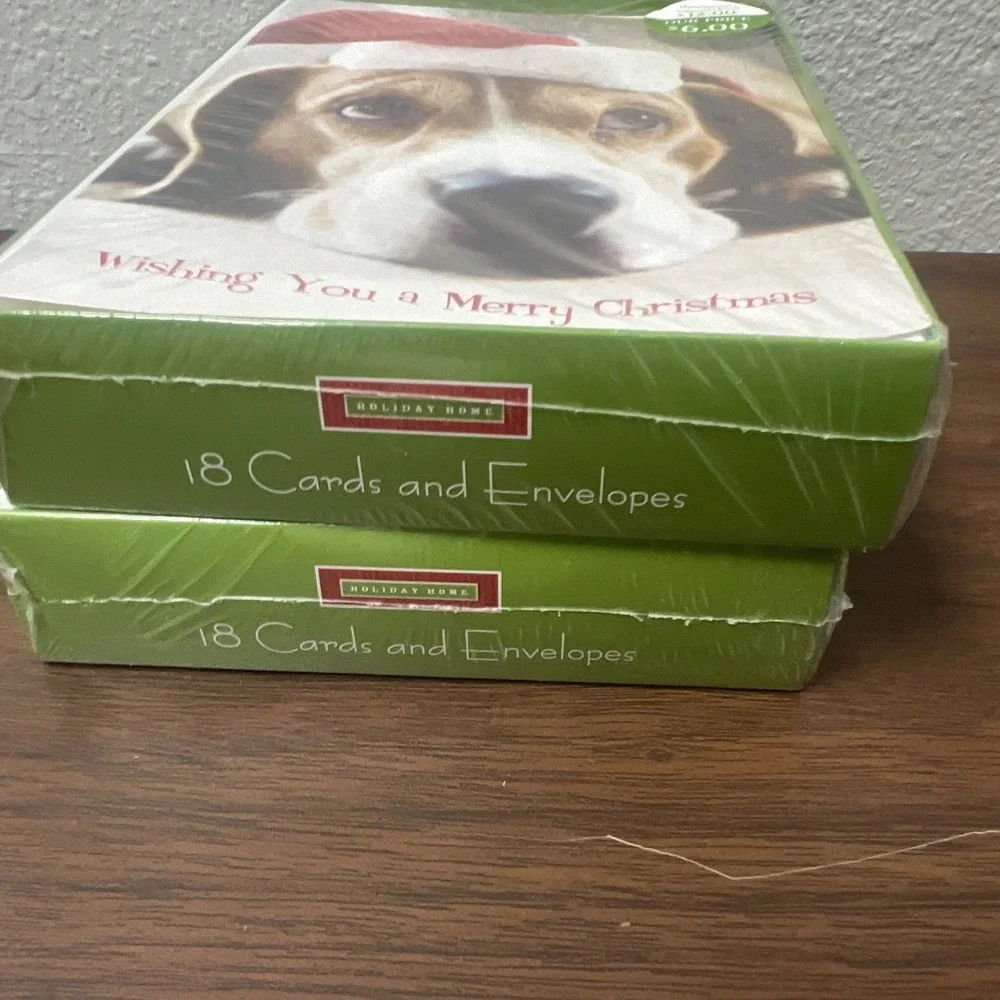 Retired Vintage Holiday Home Puppy Dog Christmas Cards & Envelopes 18 CT NOS NIB